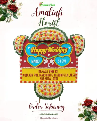 Karangan Papan Bunga Pernikahan di Onyam